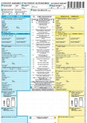 le formulaire de constat d'accident européen